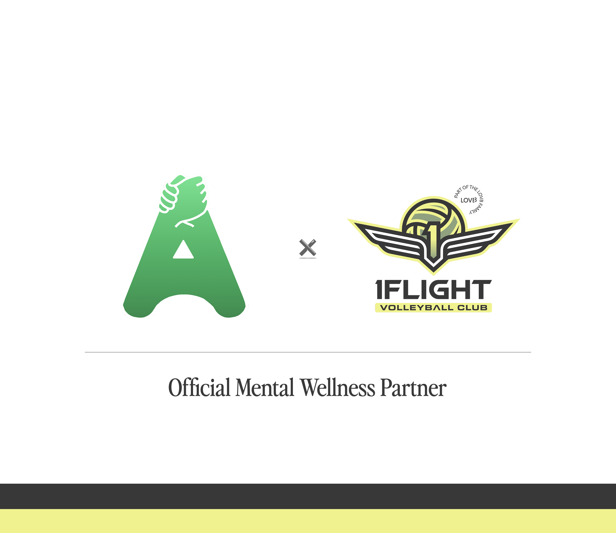 AthletesTogether and 1Flight Volleyball official mental wellness partner lockup